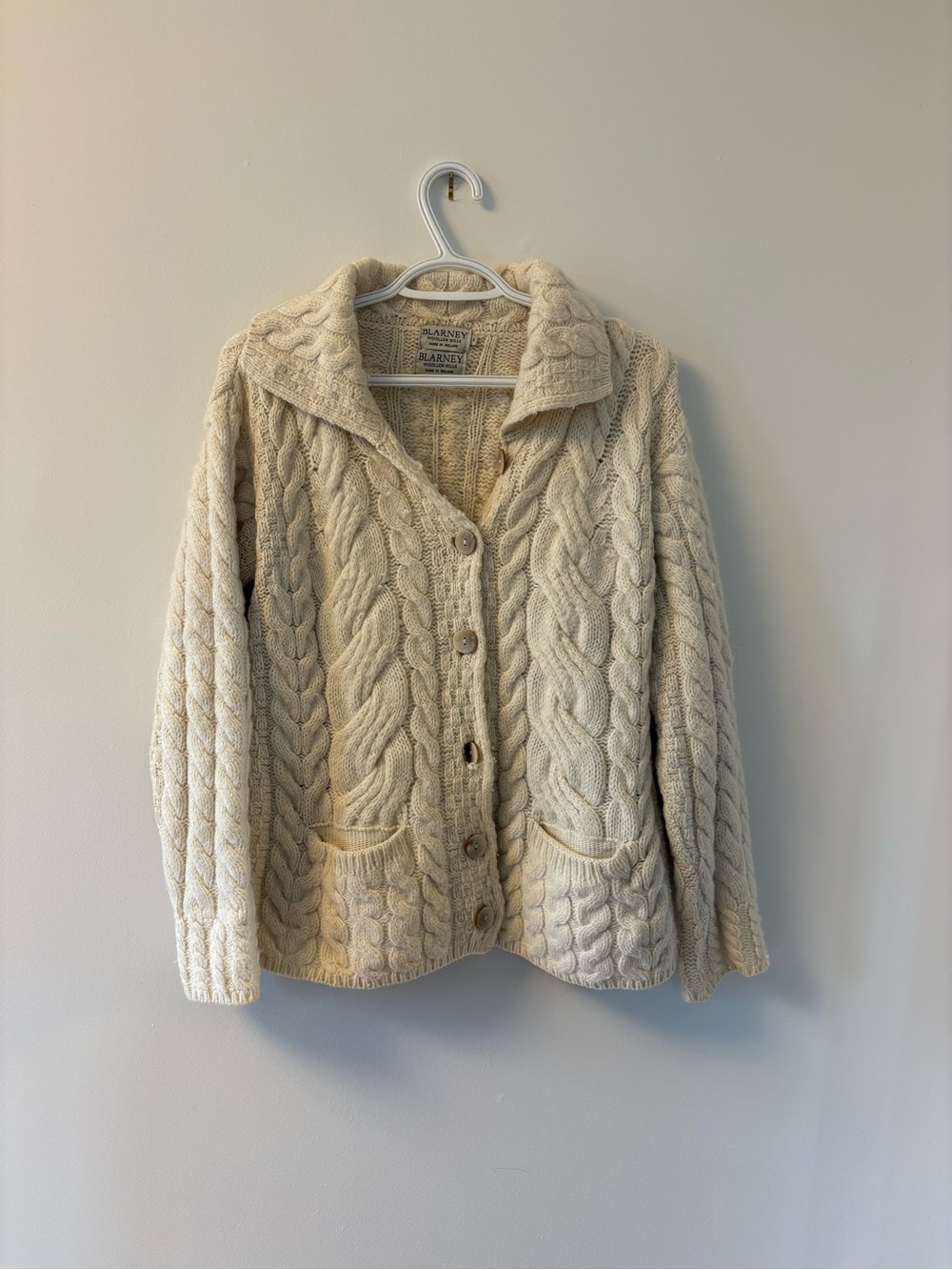 Blarney Woolen Mills Aran Cream Cable Cardigan